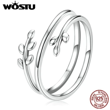 WOSTU 925 Sterling Silver Multi-layer List Prst prsten pro Ženy Jasné, CZ Zpevněné Korea Styl Módní Šperky FIR755