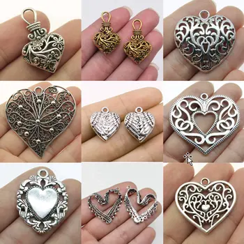 Hromadné Kouzlo Pro Výrobu Šperků Sady Přívěsek Diy Šperky Příslušenství Vintage 3D Duté Květiny Srdce Kouzlo