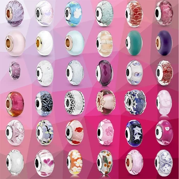 Nové Letní Módní Šperky Pro Ženy Stříbrné Náramky Diy Transparentní Kouzlo Originální Náramek Skla Murano Distanční Korálky, Krystaly