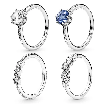 925 Sterling Silver Nebeské Hvězdy S Krystal pandora Prsteny Pro Ženy Svatební Party Šperky