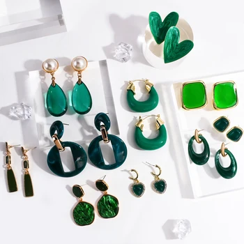 AENSOA Zelené Geometrické Akrylové Pryskyřice Perla Drop Náušnice 2021 Elegantní Neobvyklé, Nepravidelné Přívěskem Houpat Náušnice Šperky Pro Ženy