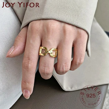 IN Móda 925 Sterling Stříbrné Prsteny pro Ženy, Korean Kreativní Řetězce Geometrické Duté Elegantní Party Šperky Dárky