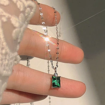 Módní 14K Skutečný Pozlacené Smaragd Přívěsek Náhrdelníky pro Ženy Řetěz z Nerezové Oceli Vysoce Kvalitní Drahokam Šperky Družička