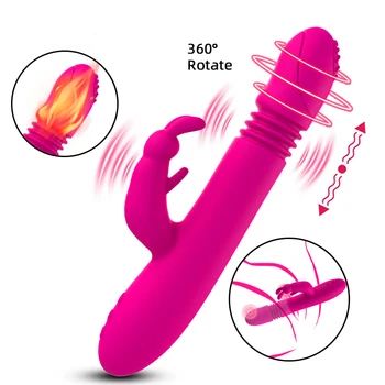 Teleskopické Rabbit Vibrátor Rotace Topení G Spot Vibrátor, Vibrátor, Anální, Klitoris Stimulátor Ženské Masturbace, Sex Hračky pro ženy