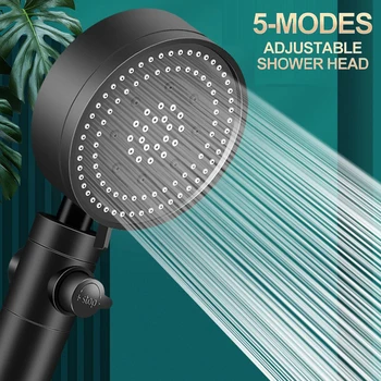 Nové Sprchové Hlavy Úspora Vody 5 Režim Nastavitelný Vysoký Tlak Sprcha One-key Zastavit Vodní Masáž Eko Sprcha Koupelna Příslušenství