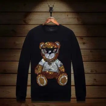 2022 Medvěd Kamínky Pánská Podzimní Mikiny Mikiny Móda Streetwear Plný Svetr O Krk Mikina Muži Oblečení Ropa De Hombre