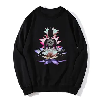 Dámské Bílé Mikiny Zen Buddha Lotus Flower Duchovní Meditace, Jóga Muži O-neck Mikiny Svetr Mikina Harajuku Streetwear