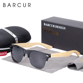 BARCUR Značky Polarizované Bambusové Brýle, Dřevěné Sluneční Brýle Muži Ženy UV400 Ochranu lentes de sol hombre