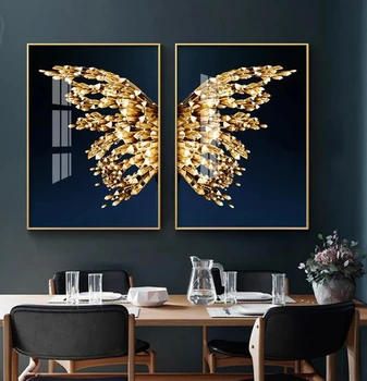 Nordic Golden butterfly Zlacený Obraz, Plakát Moderní Styl Tisk na Plátno Obraz Umění Uličky, Obývací Pokoj, ložnice Dekorace