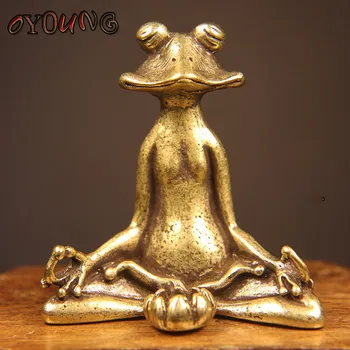 Retro Mosaz Meditovat Zen Buddhismus Žabí Sochu Malé Měděné Ornament Zvířecí Socha, Kadidlo Domácí Stůl Dekorace Čaj Pet