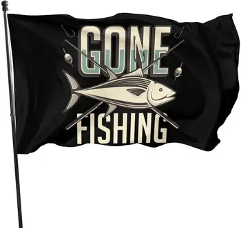Ryby a Tyče Pryč Rybaření Vlajky 3x5 Metrů Venkovní Dekorativní Banner, Světlé Barvy, Non-Vyblednutí, Anti-Ultrafialové
