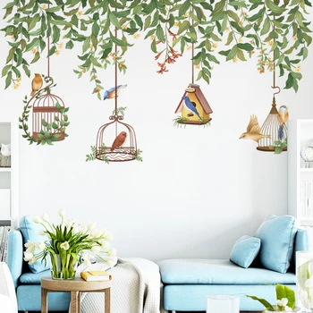 Kreativní Révy Ptačí Klec Rostlina, Samolepka Na Zeď Malé Čerstvé Obývací Pokoj Dekorace
