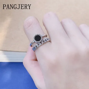 PANGJERY Stříbrná Barva Double Letter Řetěz Prsteny pro Ženy Jednoduché Vintage Módní Design, Luxusní Výročí Šperky Dárky