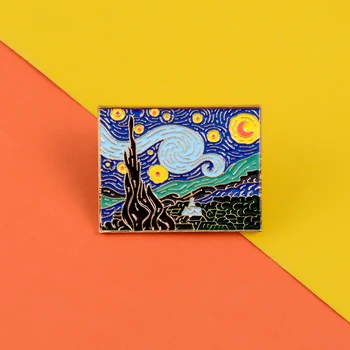 Vintage klasické malby, smalt kolíky Van Gogha Hvězdné Nebe Klopě pin odznaky, brože Abstraktní fantasy šperky dárky pro umělce
