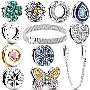 100% sterling silver originální nadčasový lesklý klip-na korálky kouzlo originální náramek korálek dělat DIY módní šperky