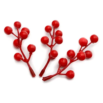 10pcs/lot umělé mini cherry bobule pearl květina tyčinka svatební kytice, Vánoční dekorace ovoce délka 9,5 cm A0604